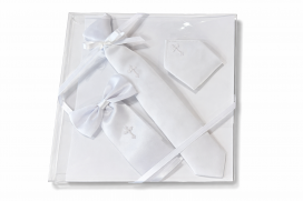 Boy's Tie, Armband & Pocket Square Set w/ Embroidered Cross